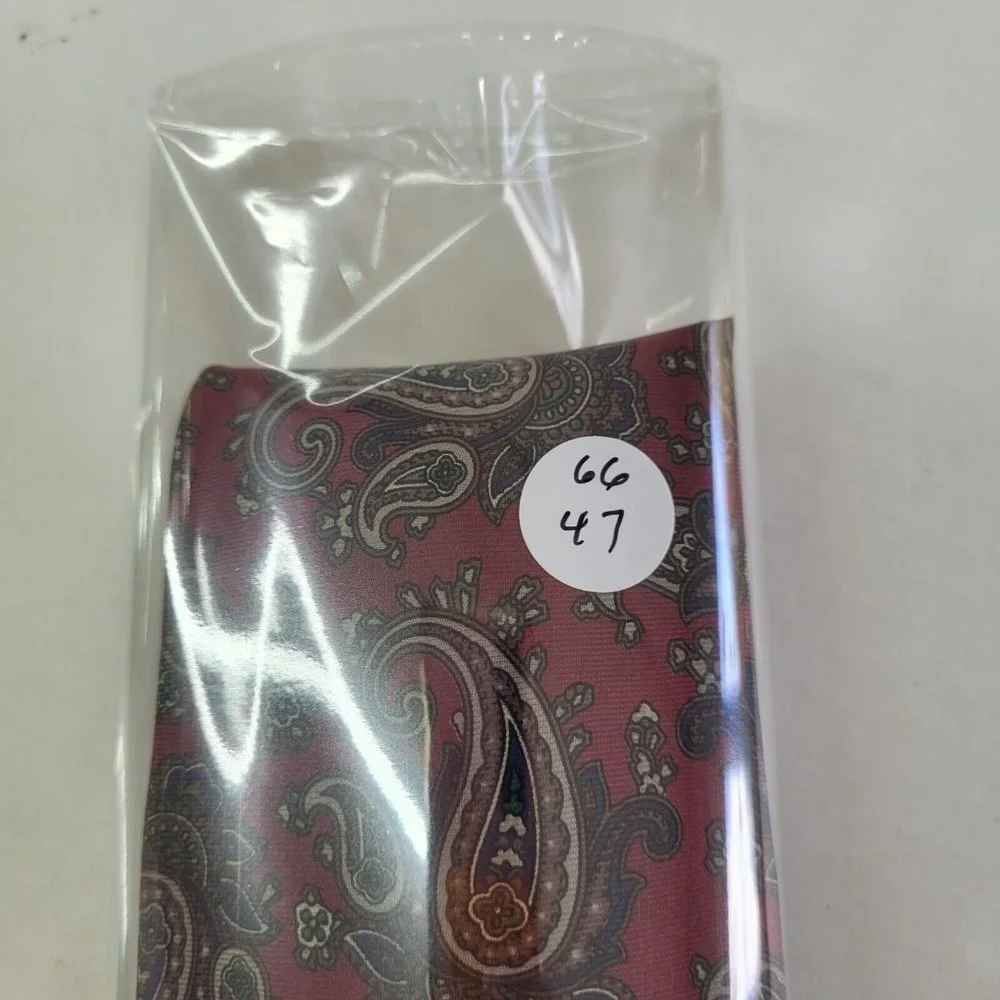Golden House Custom Cravates Mens‎ Tie Silk Red Paisley Print Handmade